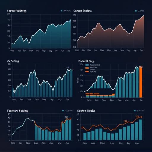 A visual representation of complex data charts and graphs, suggesting economic trends.