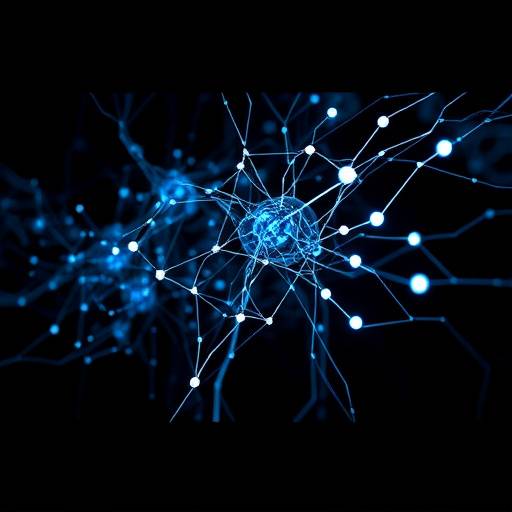 Abstract representation of neural networks with glowing connections