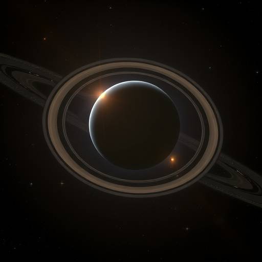 Artist's depiction of a new exoplanet with a ring system, bathed in the light of its distant star.