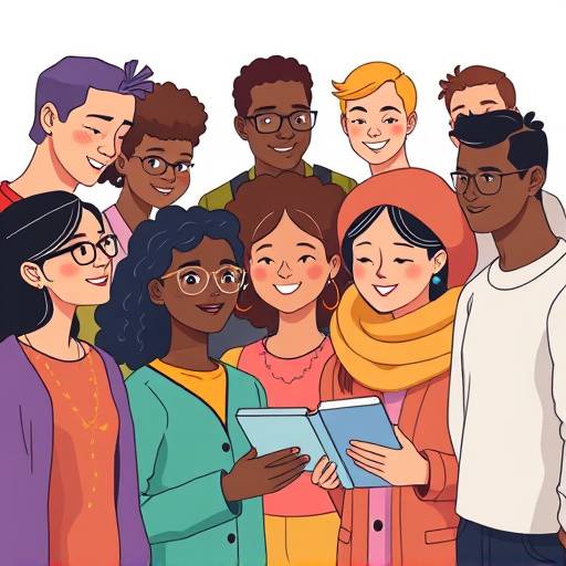 Illustration of diverse people using various assistive technologies to access digital content.