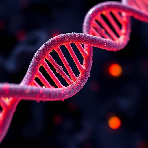 Microscopic view of CRISPR-Cas9 gene editing technology in action.