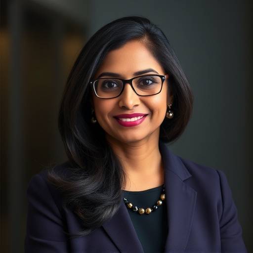 Portrait of Dr. Anya Sharma, Chief Economist at Sterling Group
