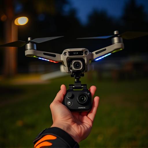 Reviewer holding a compact, high-performance drone with a camera mounted